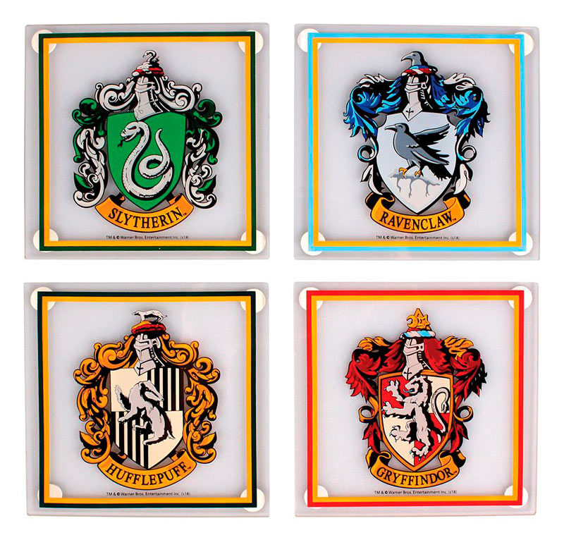 4 posavasos Harry Potter de vidrio logos casas