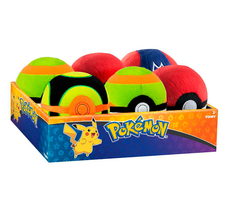 6 peluches Pokeballs D6 Pokémon 7 cm