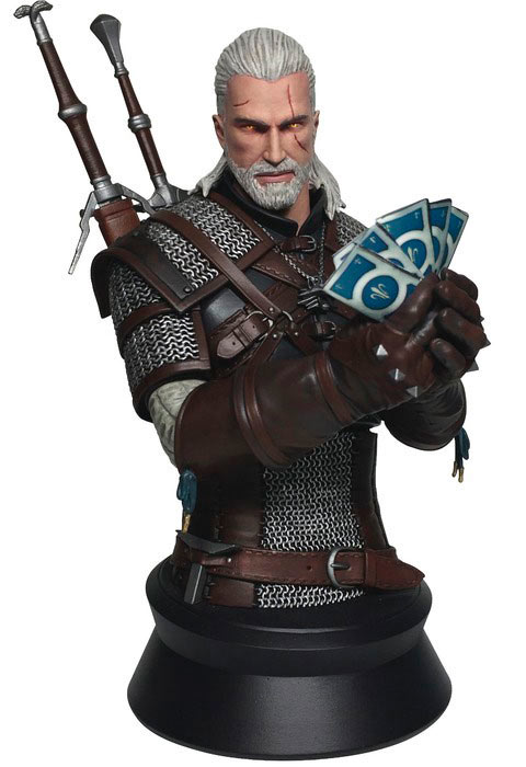 Busto Geralt of Rivia 23 cm. The Witcher 3: Wild Hunt. Playing Gwent. Dark Horse