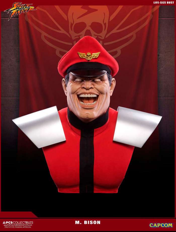 Busto M. Bison 69 cm. Street Fighter V. Con luz. Escala 1:1. Tamaño real. Pop Culture Shock