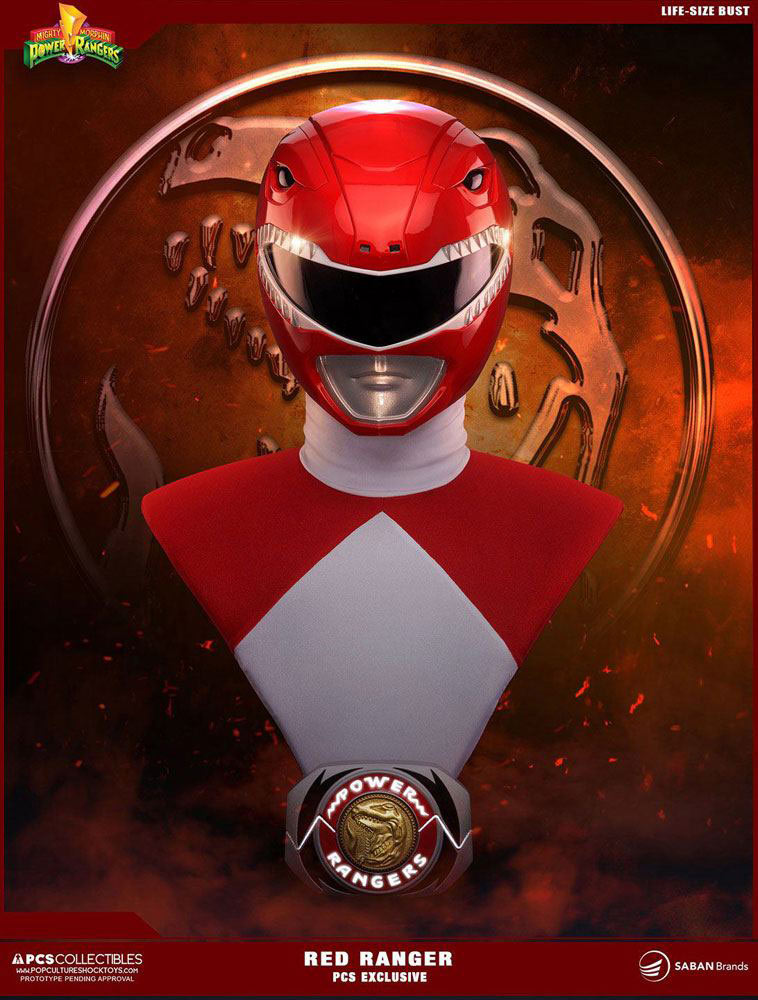 Busto Red Ranger 63 cm. Power Rangers. Escala 1:1. Tamaño real. PCS Exclusivo. Pop Culture Shock