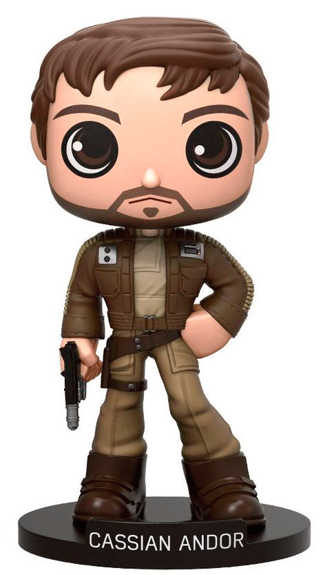 Cabezón Cassian Andor 15 cm. Rogue One: A Star Wars Story. Línea Wacky Wobbler. Funko