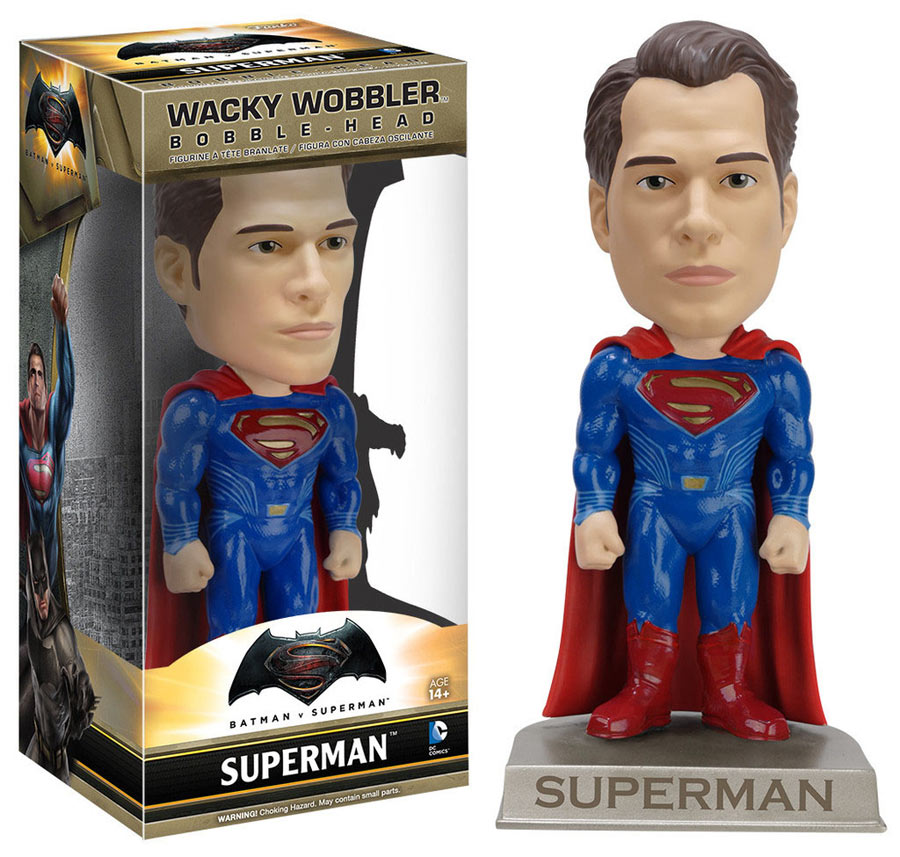 Cabezón Superman 15 cm. Batman v Superman: el Amanecer de la Justicia. Línea Wacky Wobbler. Funko
