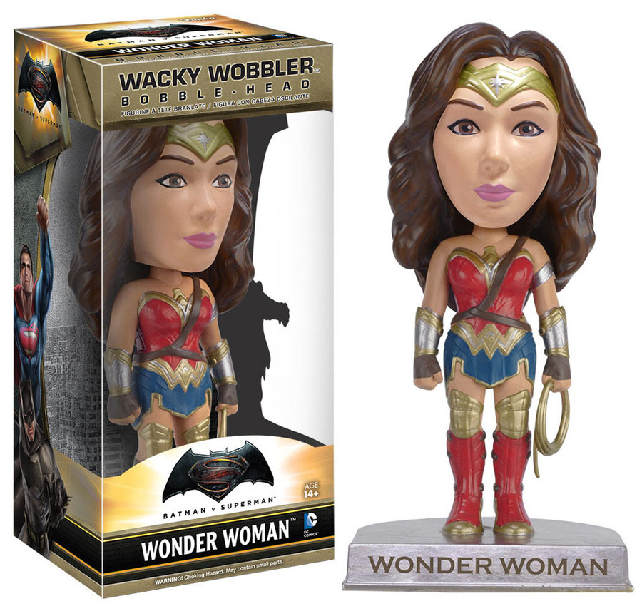 Cabezón Wonder Woman 15 cm. Batman v Superman: el Amanecer de la Justicia. Línea Wacky Wobbler. Funko