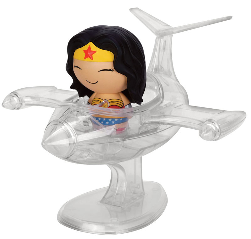 Cabezón Wonder Woman & vehiculo jet invisible 12 cm. Línea POP! Ridez. Sugar Dorbz. Funko