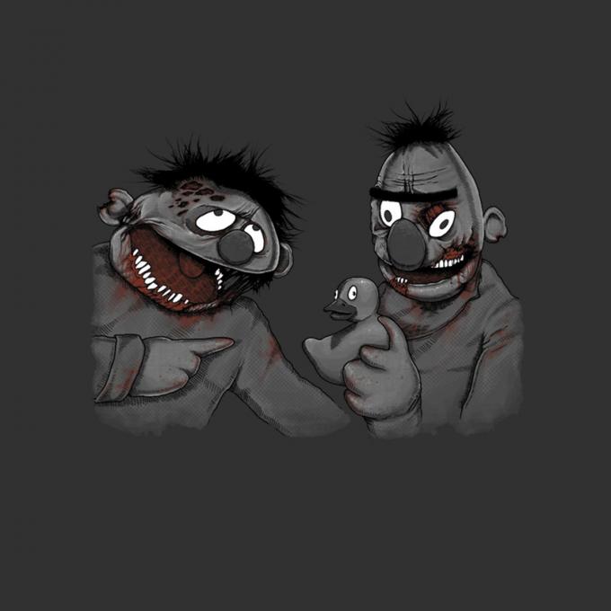 Camiseta Barrio Sésamo. Epi y Blas Zombies