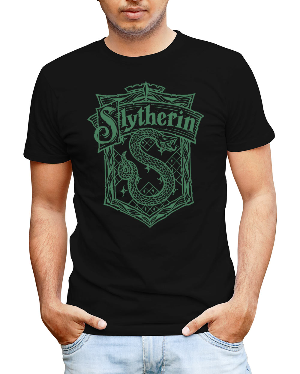 Camiseta Harry Potter logo casa Slytherin. Modelo 2