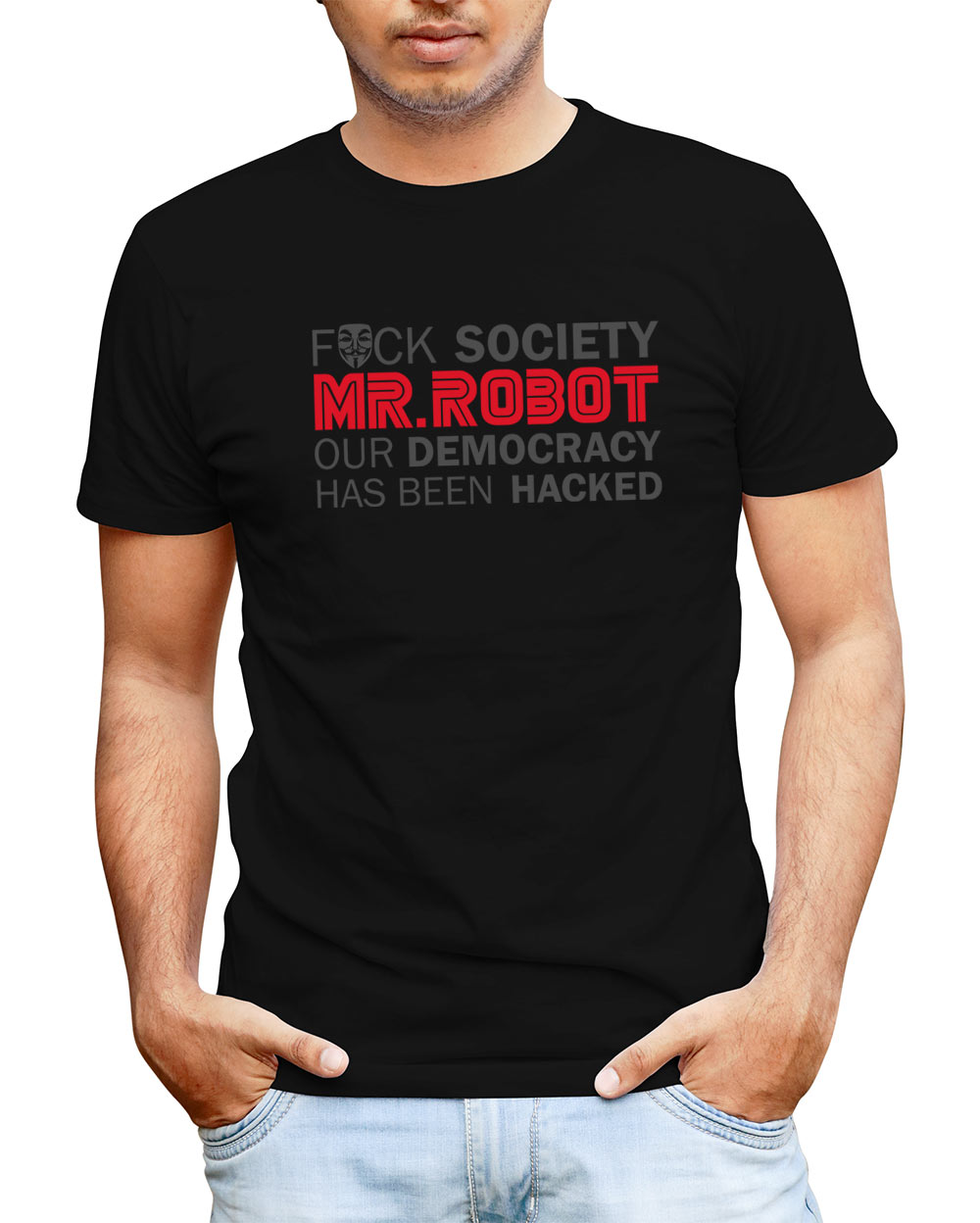 Camiseta Mr. Robot Our Democracy Has Been Hacked