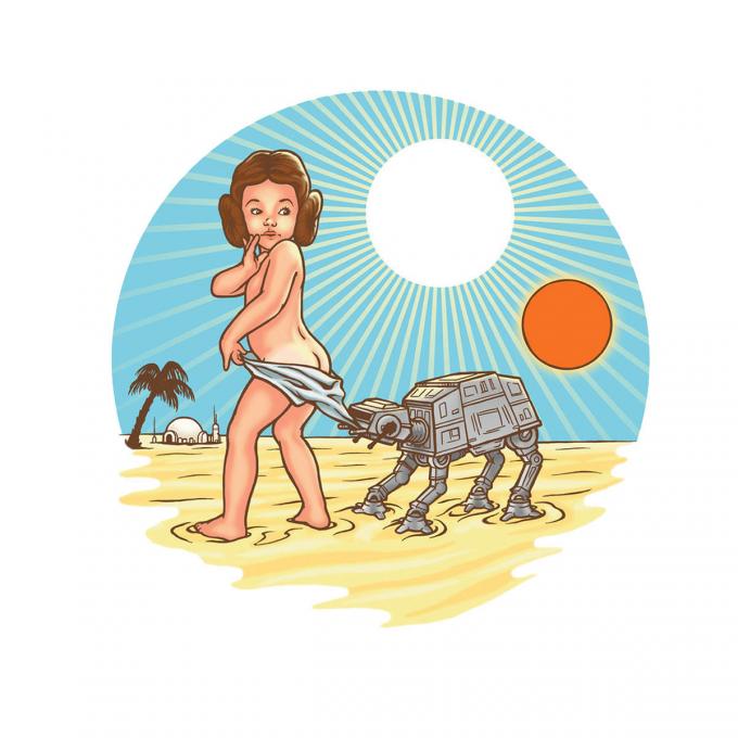 Camiseta Star Wars. Princesita Leia en la playa