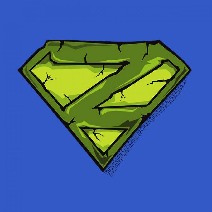 Camiseta Superman Zombie. Logo kriptonita