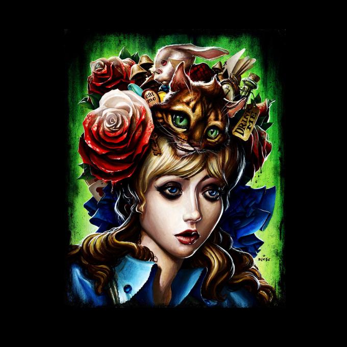 Camiseta chica Alicia en el país de las maravillas. Sombrero