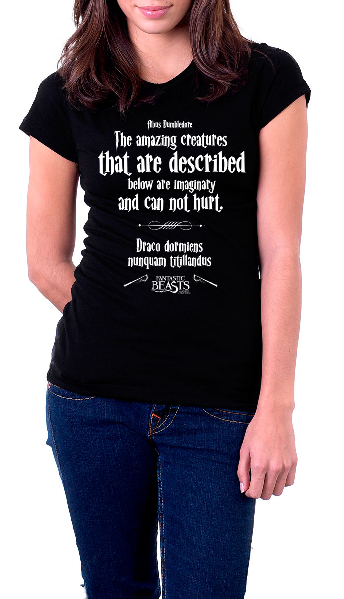 Camiseta chica Animales fantásticos y dónde encontrarlos Draco Dormiens Nunquam Titillandus