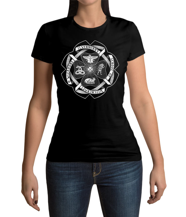 Camiseta chica Animales fantásticos y dónde encontrarlos logo Ilvermorny School of Witchcraft and Wizardry