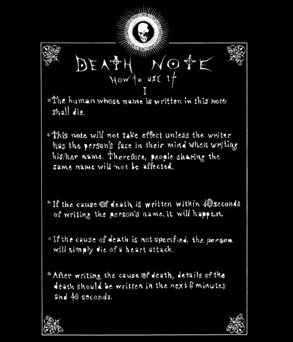 Camiseta chica Death Note. Reglas del diario