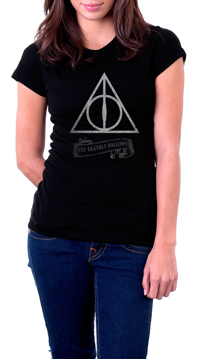 Camiseta chica Deathly Hallows. Modelo 2. Harry Potter