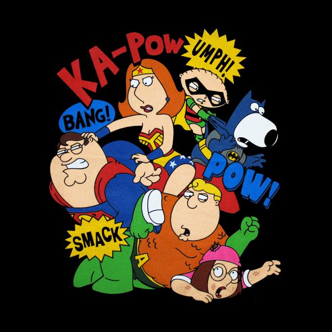Camiseta chica Family Guy. Super héroes