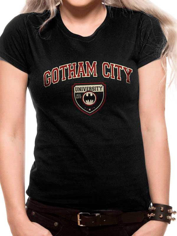Camiseta chica Gotham City University. Batman. DC Cómics
