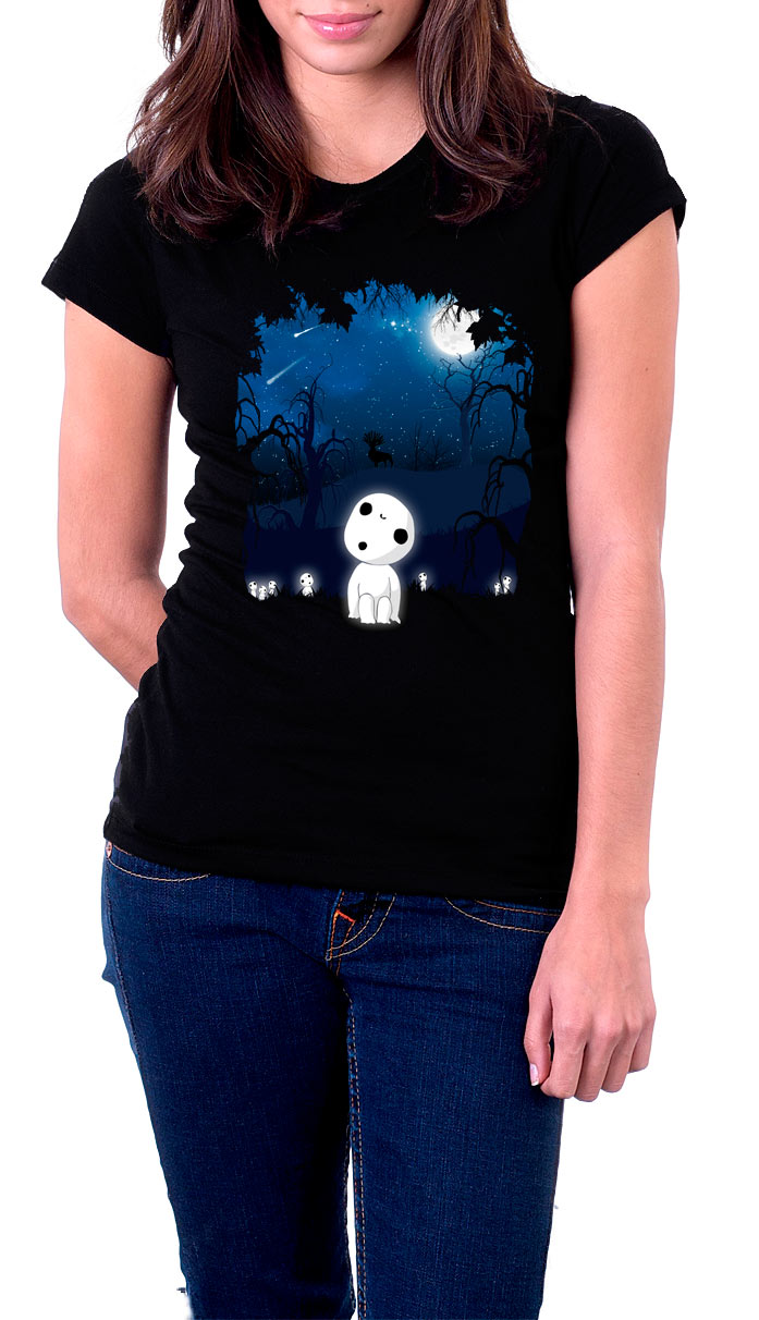 Camiseta chica Kodamas. La princesa Mononoke