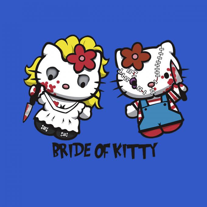 Camiseta chica La novia de Chuky contra Hello Kitty.