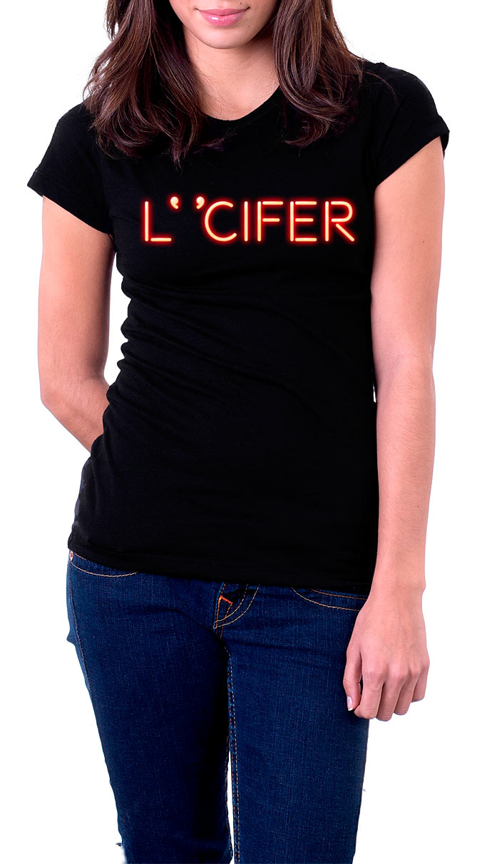 Camiseta chica Lucifer (serie TV) luces de neón