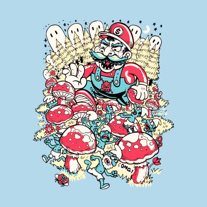 Camiseta chica Mario Bros. Wario en Aldea Pitufa