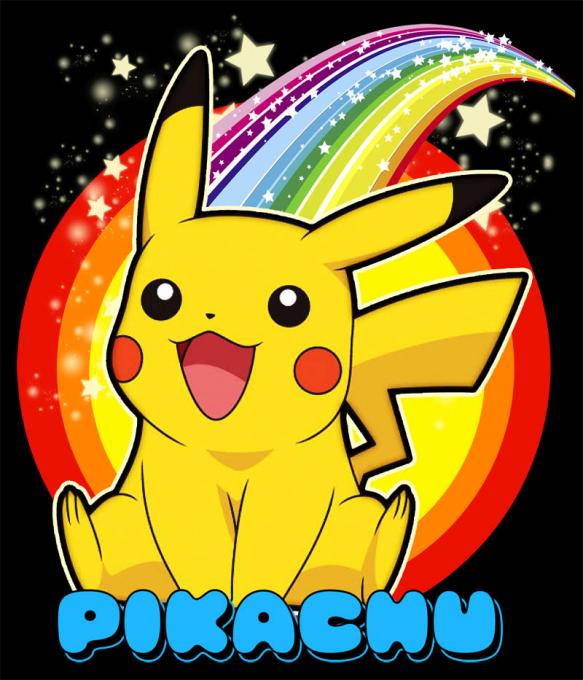 Camiseta chica Pikachu. Arcoíris. Pokemon