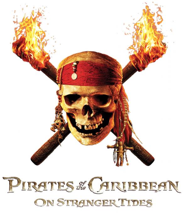Camiseta chica Piratas del Caribe en mareas misteriosas. Logo