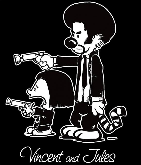 Camiseta chica Pulp Fiction Vincent and Jules pistolas