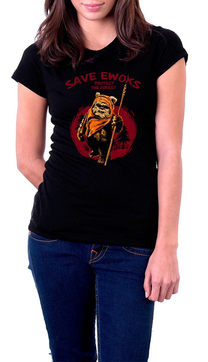 Camiseta chica Star Wars Save Ewoks Protect The Forest