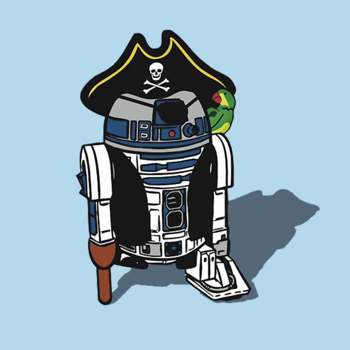 Camiseta chica Star Wars. R2-D2 pirata