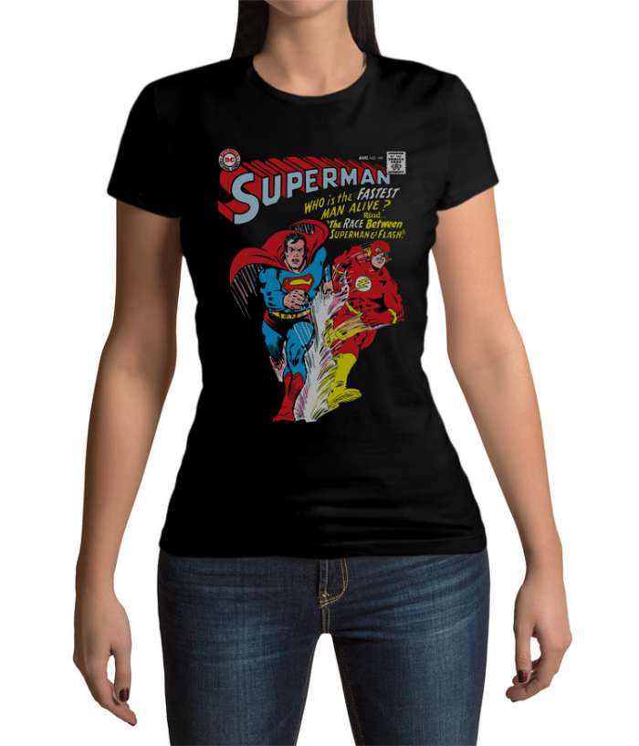 Camiseta chica Superman vs. The Flash. ¿Quién es más rápido?