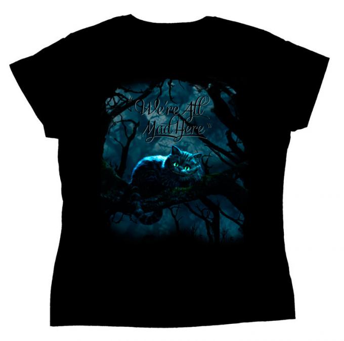 Camiseta chica gato Cheshire bosque. Alicia en el País de las Maravillas