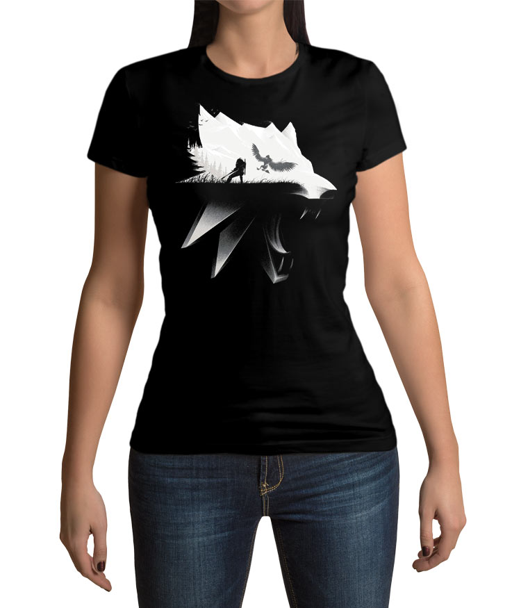 Camiseta chica lobo blanco The Witcher 3: Wild Hunt. Modelo 2