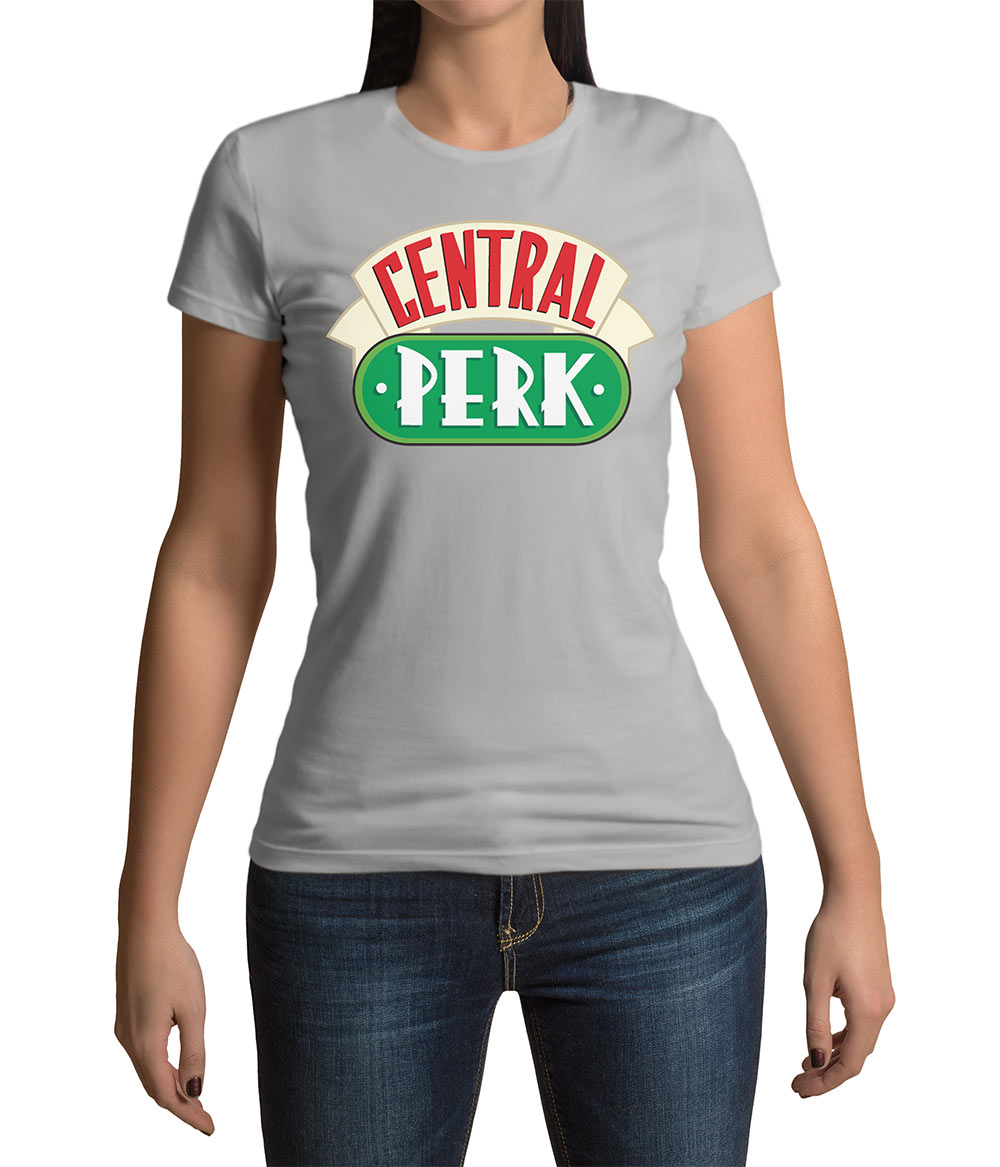 Camiseta chica logo Central Perk Friends. Modelo gris