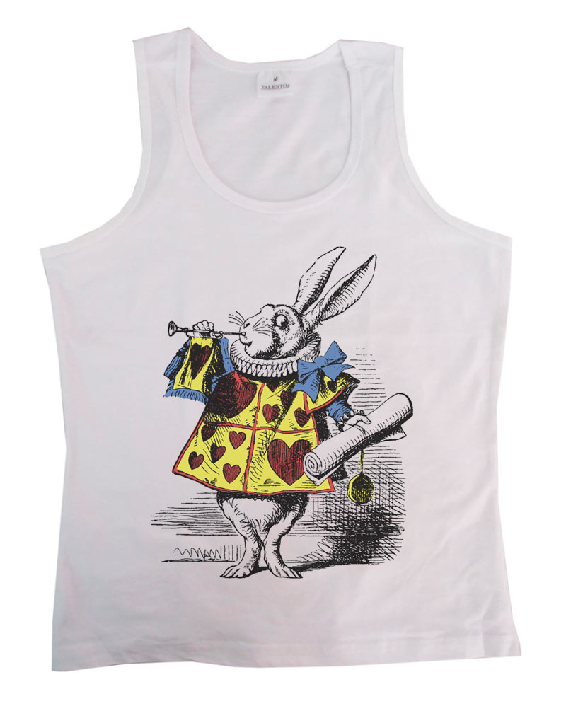 Camiseta chica tirantes rabbit. Alicia en el País de las Maravillas