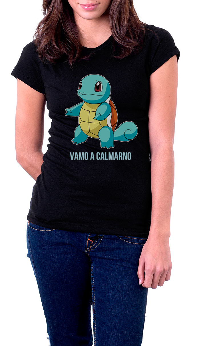 Camiseta chica tortuga Squirtle. Pokémon. Vamo a Calmarno