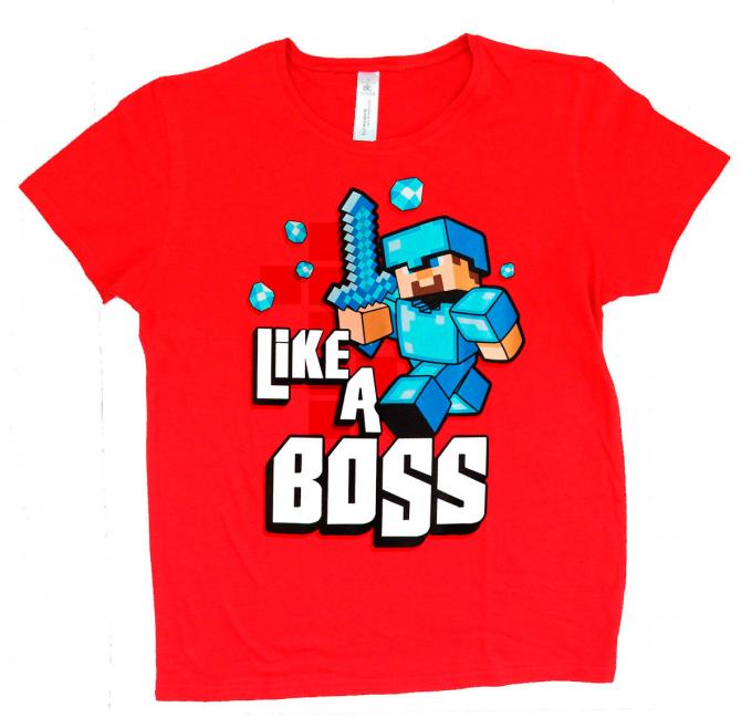 Camiseta niño Like a Boss. Minecraft