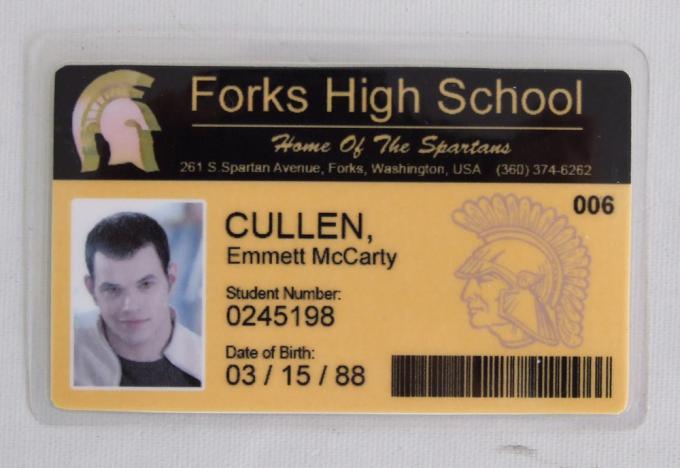 Carnet de Estudiante Crepúsculo. Forks High School