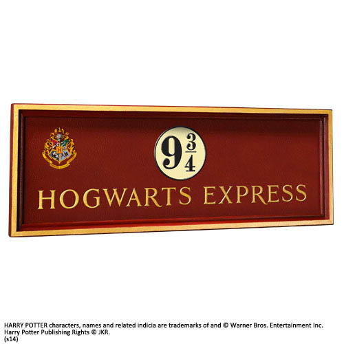 Cartel escudo estación Kings Cross 56 x 20 cm. Plataforma 9 3/4 Hogwarts Express. Harry Potter. Noble Collection