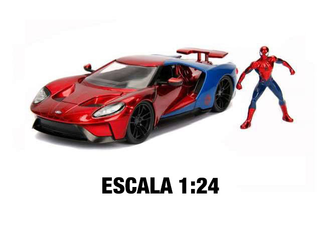 Coche SpiderMan & 2017 Ford GT. Marvel Cómics. Escala 1:24. Jada Toys