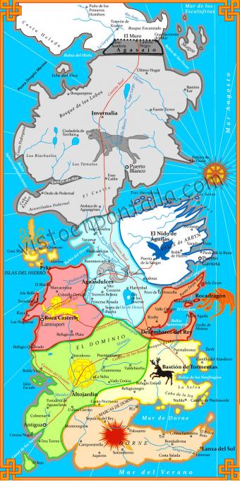 Conjunto 6 mapas Canción de Hielo y Fuego: Poniente o Westeros