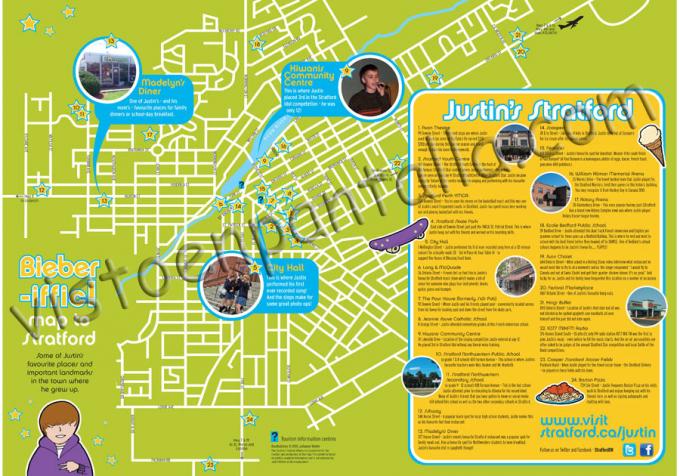 Descarga Justin Bieber. Mapa localizaciones Stratford