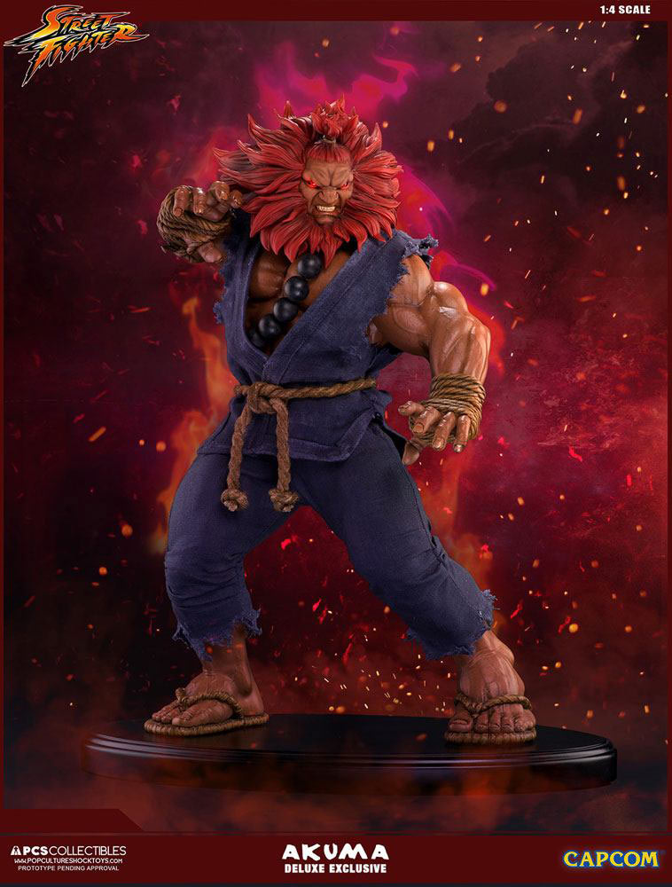 Estatua Akuma Deluxe Exclusive 45 cm. Street Fighter. Con luz. Escala 1:4. Pop Culture Shock