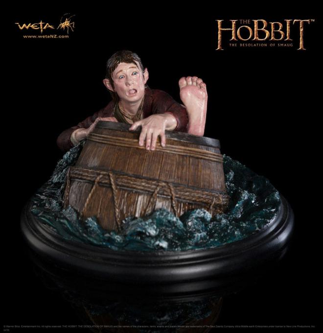 Estatua El Hobbit. La Desolación de Smaug. Bilbo Bolsón barril 7 cm. Weta Collectibles
