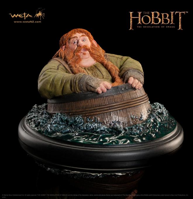 Estatua El Hobbit. La Desolación de Smaug. Bombur en barril 7 cm. Weta Collectibles