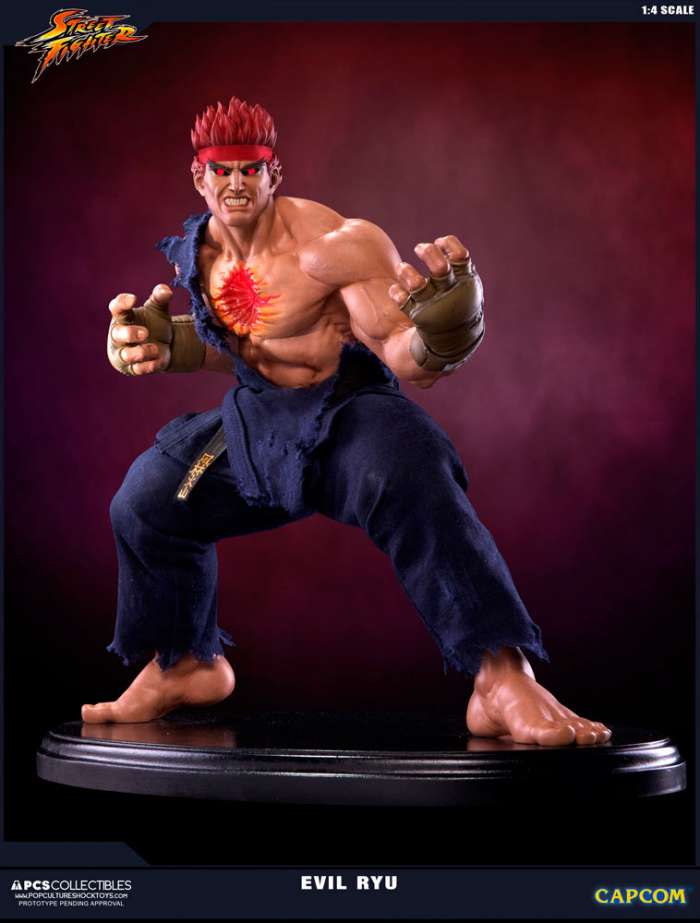 Estatua Evil Ryu 42 cm. Street Fighter IV. Con luz. Escala 1:4. Pop Culture Shock