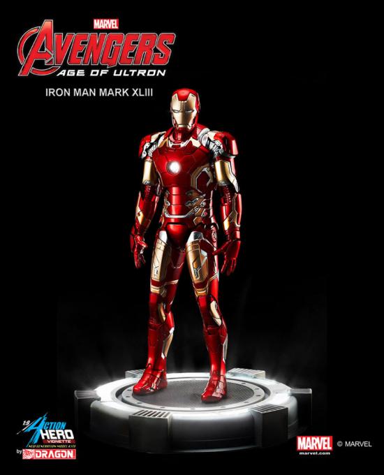 Estatua Iron Man Mark XLIII 20 cm. Los Vengadores: la era de Ultrón. Con luz. Línea Action Hero Vignette. Dragon Models