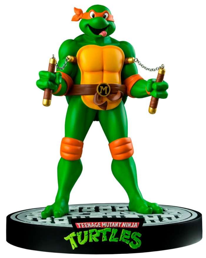 Estatua Michelangelo 31 cm. Las Tortugas Ninja. Ikon Collectibles