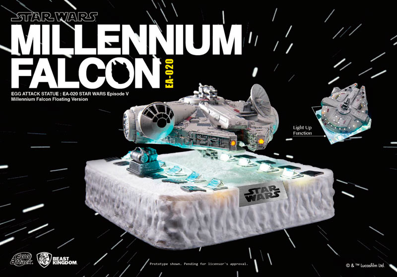 Estatua Nave Millennium Falcon Floating 14 cm. Star Wars Episodio V: El Imperio Contraataca. Con luz. Línea Egg Attack. Beast Kingdom Toys