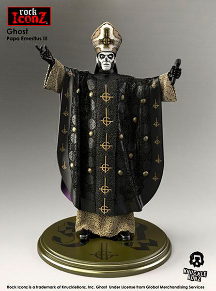 Estatua Papa Emeritus III 22 cm. Ghost (banda). Línea Rock Iconz. Knucklebonz